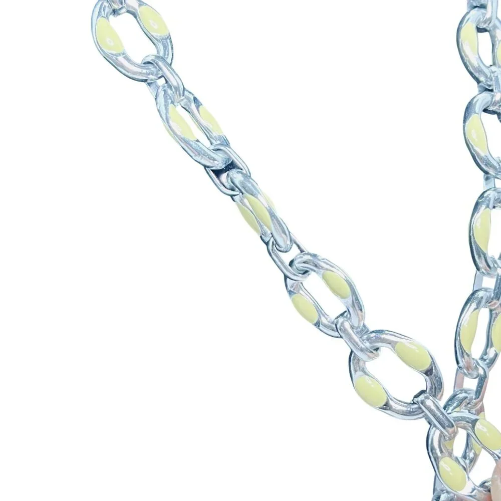 Vintage Silver Tone & Cream Enamel Chain Necklace & Bracelet Set (5664) - Picture 5 of 12